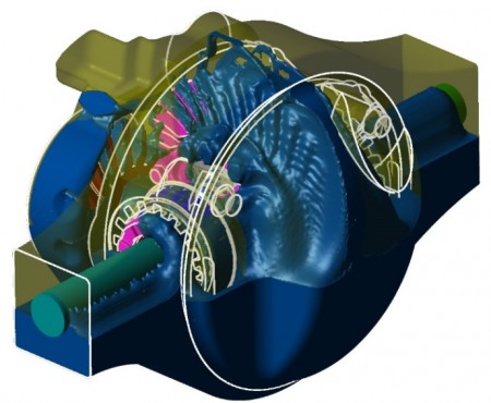 Gearbox with oil in FlowVision